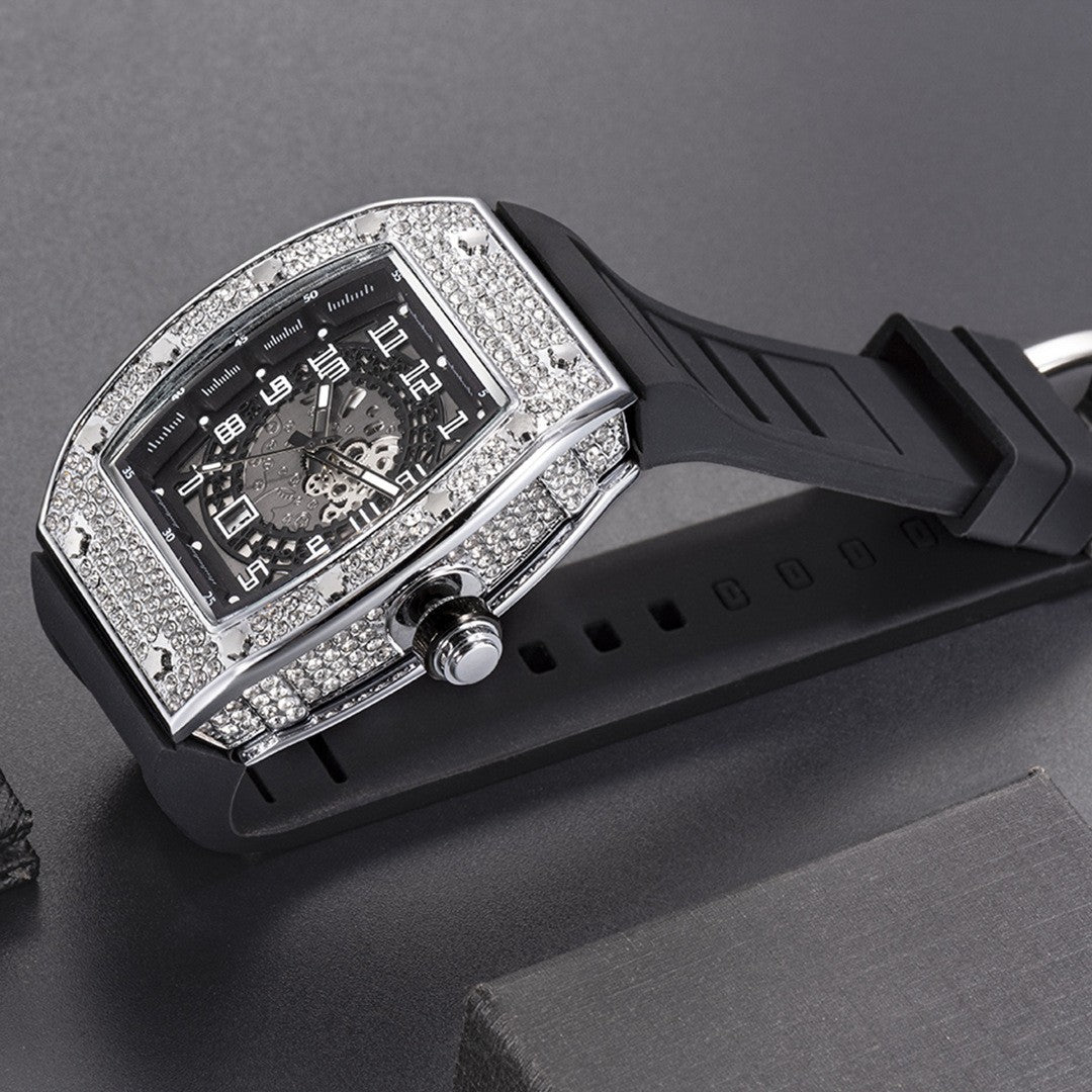 Full Diamond Luxury Silicone Band Watch for Men