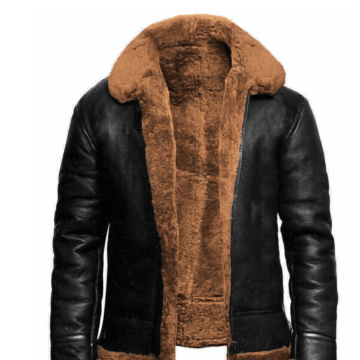 Men's fur lined leather Jacket