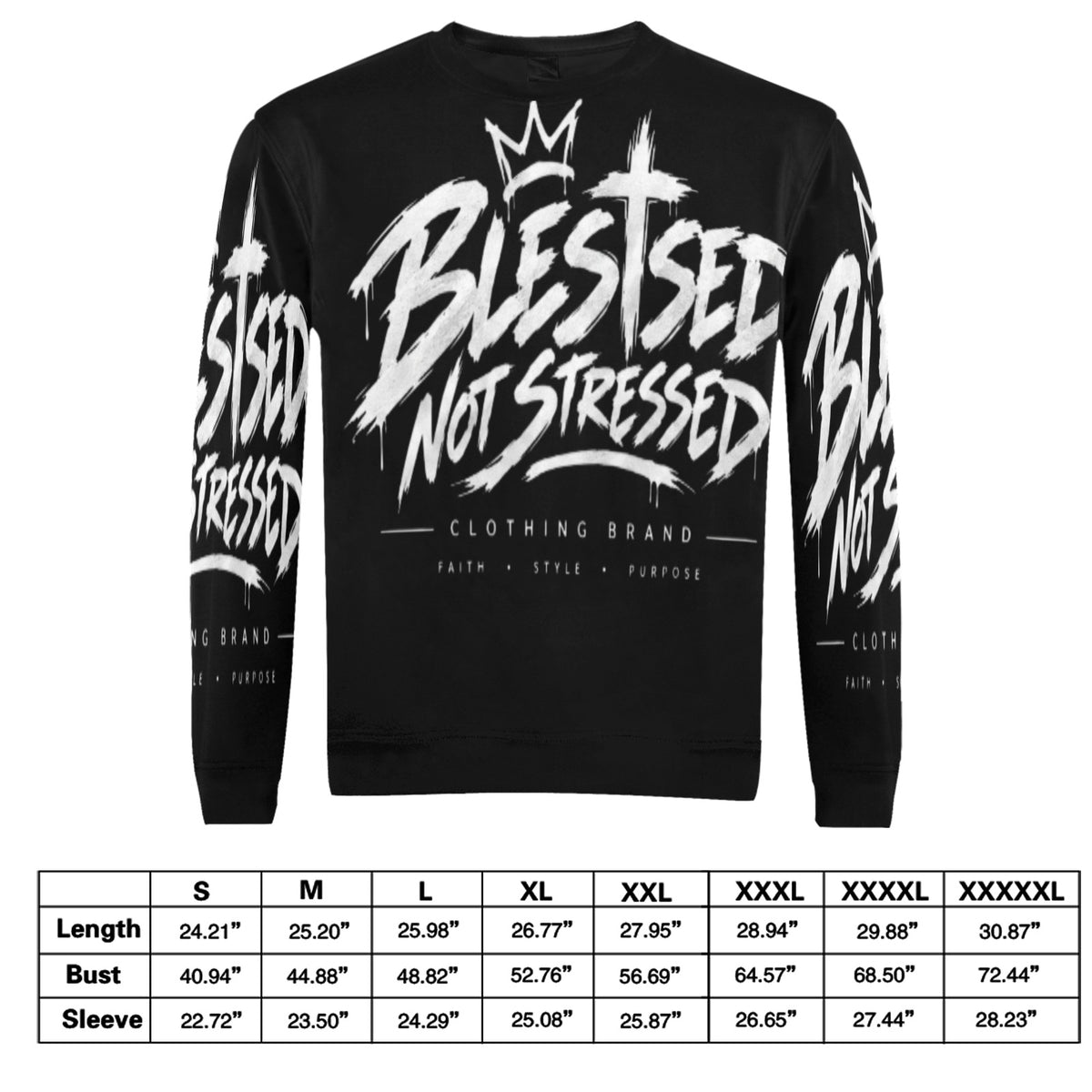 Blessed Not Stressed Men's Graphic Crewneck Sweatshirt