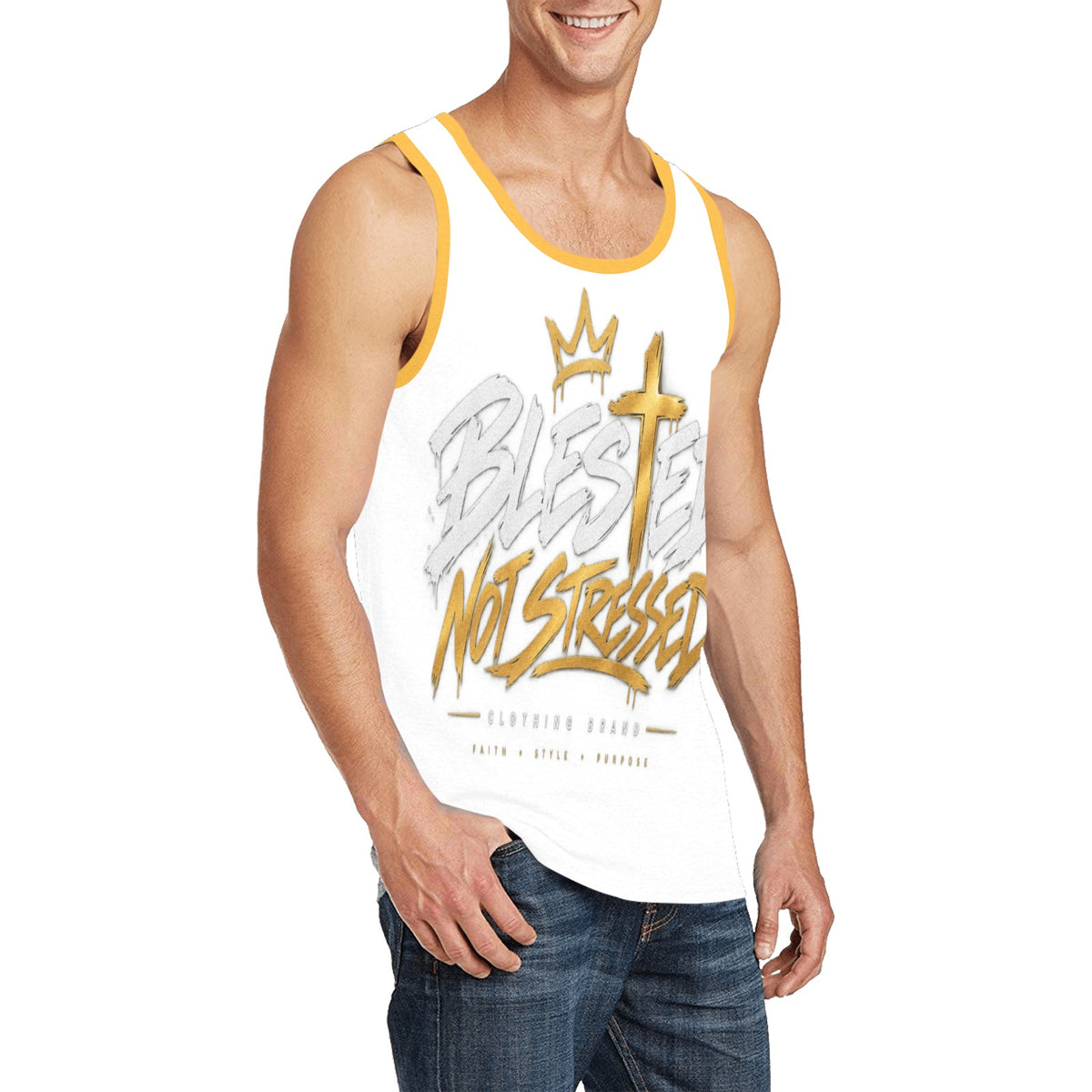 Blessed Not Stressed Men's All-Over Print Tank Top