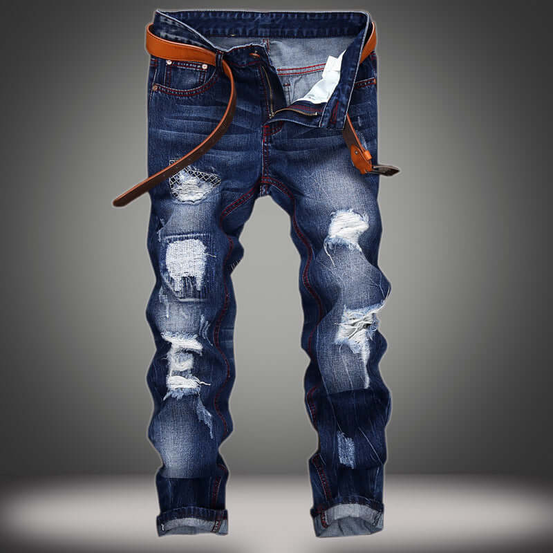 Retro Style  Men's Ripped Straight Jeans