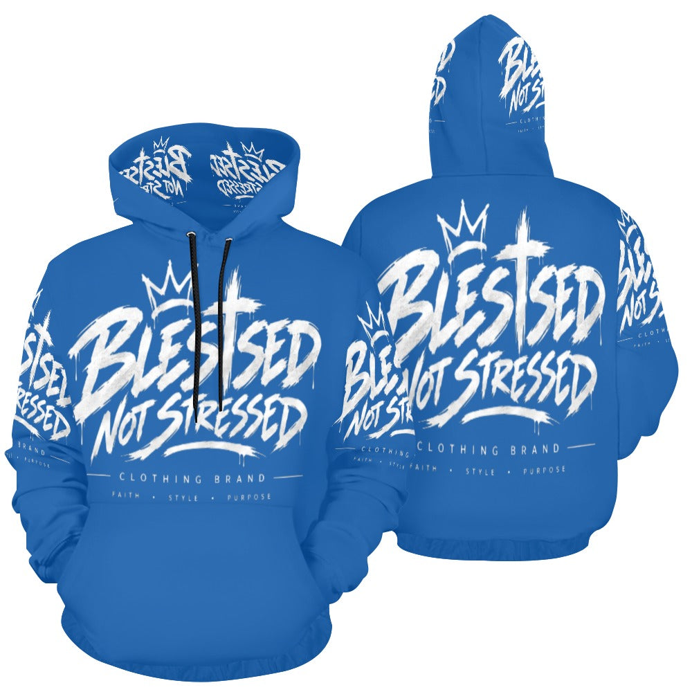 Blessed Not Stressed Men's All-Over Print Pullover Hoodie