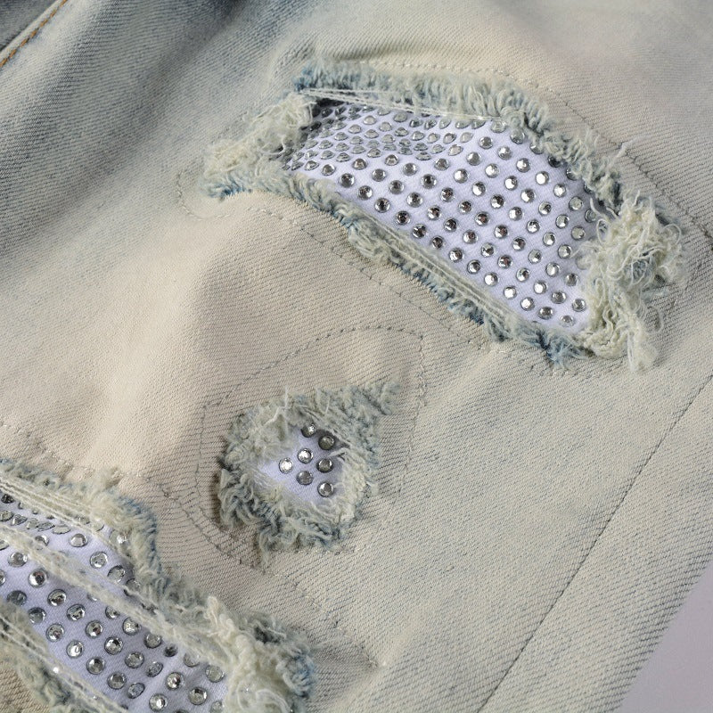 Casual Cool Hole & Patch Diamond Slim Fit jeans for Men