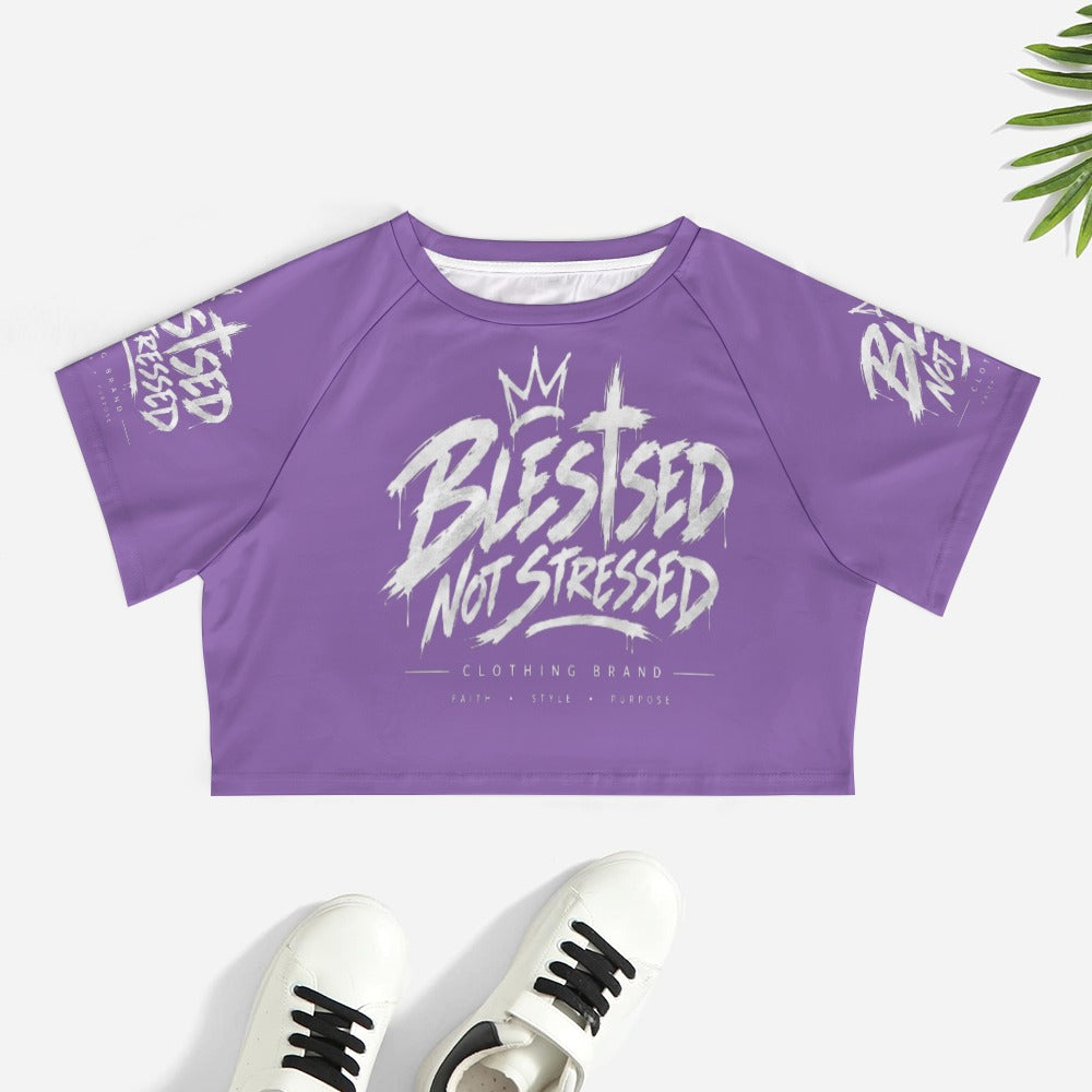 Blessed Not Stressed Women's Short Sleeve Crop Top