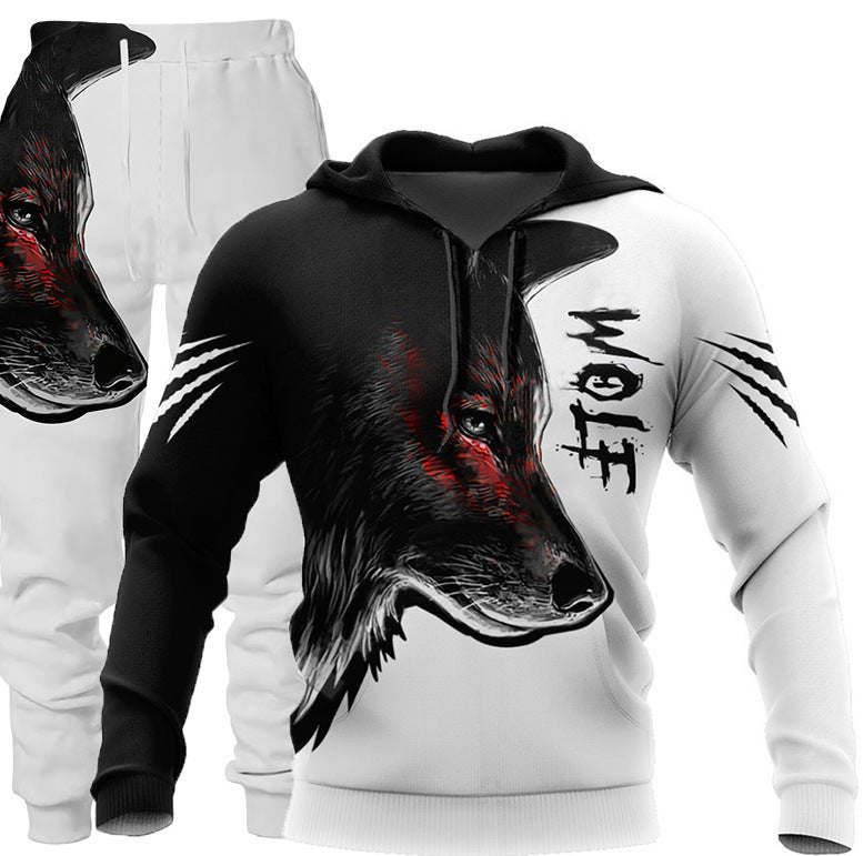 3D Wolf Print Tracksuit Set