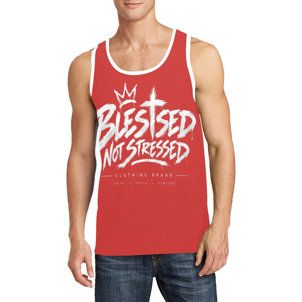 Blessed Not Stressed Men's Relaxed-Fit Printed Tank Top