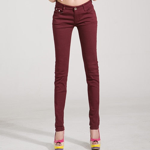 Jeans Female Denim Pants Candy Color Womens Jeans Donna Stretch Bottoms Feminino Skinny Pants