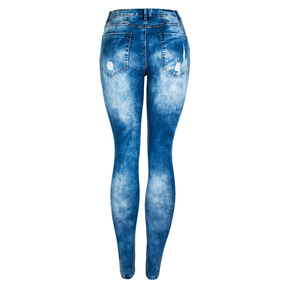 Trend Distressed Women`s Jeans Denim Streetwear Female Pants