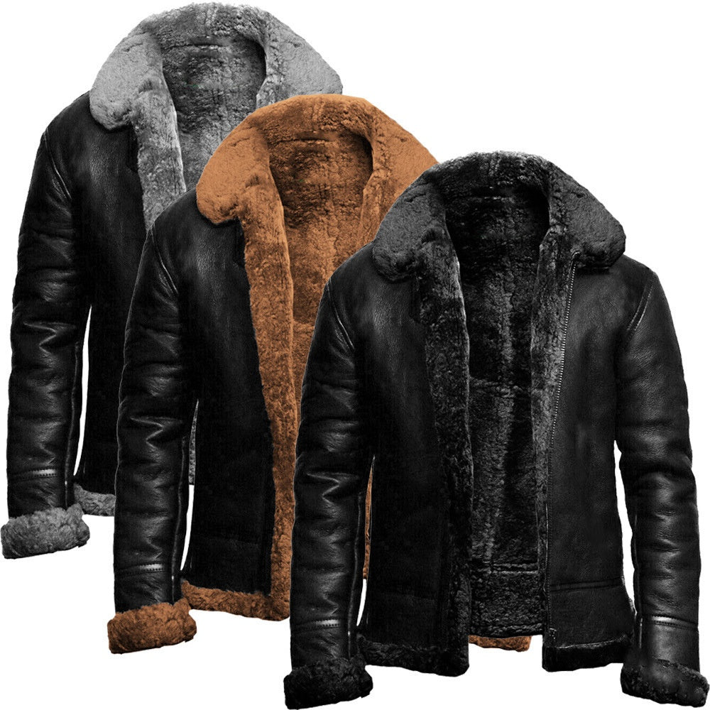 Men's fur lined leather Jacket
