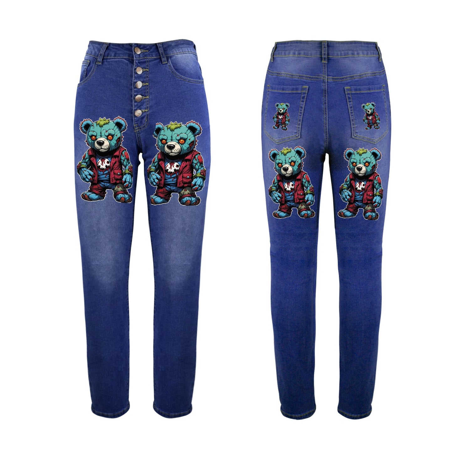 ZOMBIE BEAR Women's Jeans (Front&Back Printing)