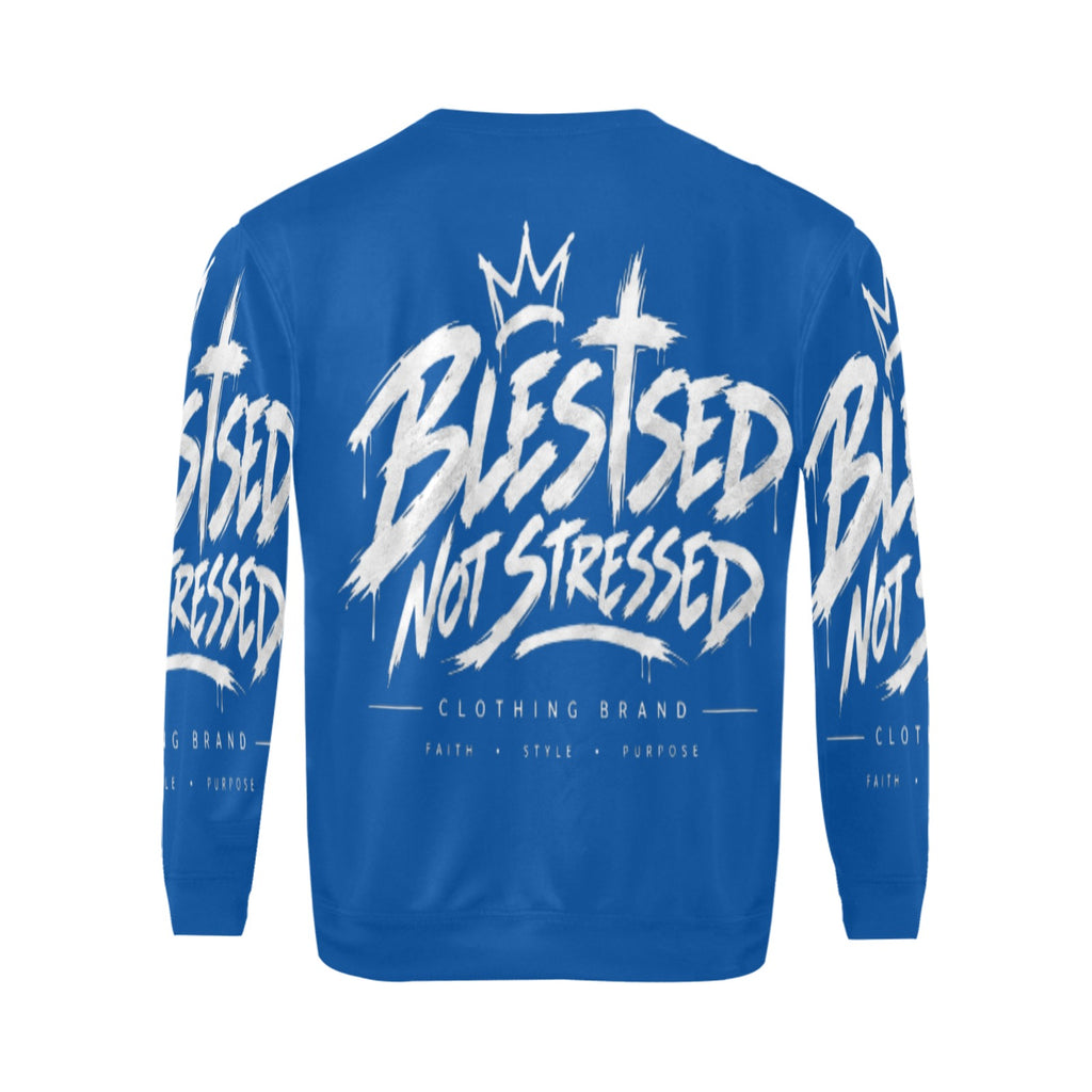 Blessed Not Stressed Men's Graphic Crewneck Sweatshirt