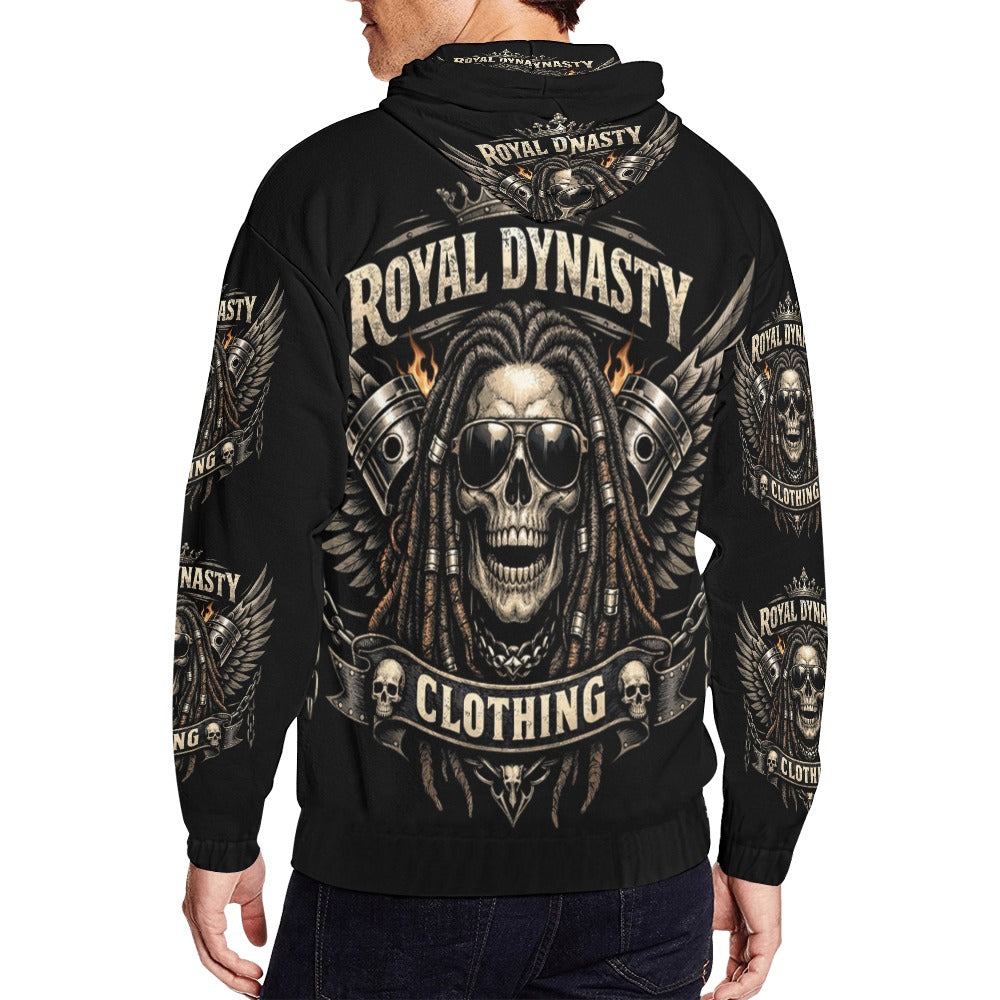 ROYAL DYNASTY SKULL Men's All Over Print Full Zip Hoodie (Model H14)