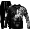 3D Wolf Print Tracksuit Set