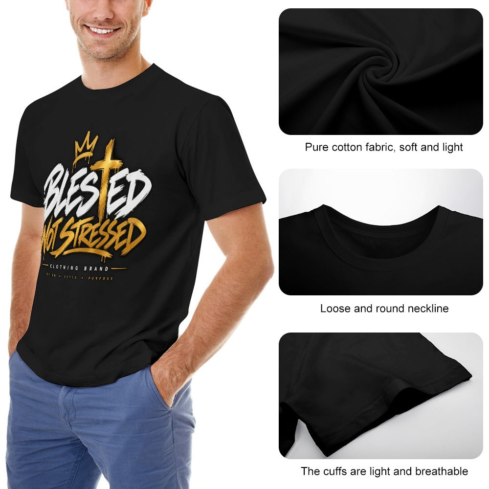 Blessed Not Stressed Double-Sided Cotton Graphic Tee