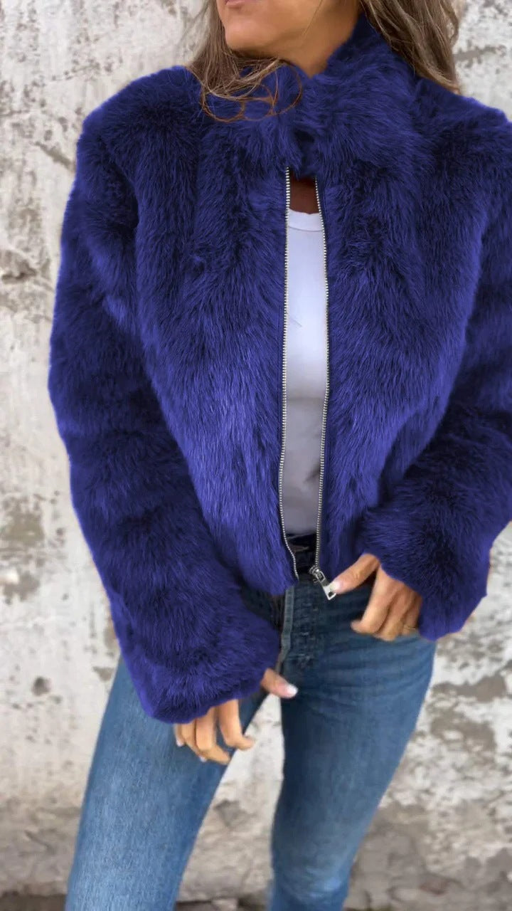Fashion Stand Collar Plush Jacket
