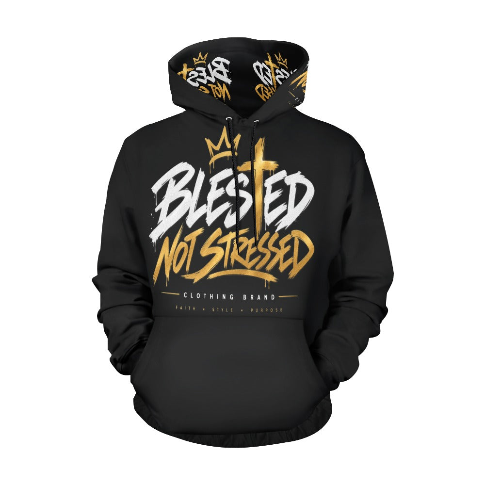 Blessed Not Stressed Men's Graphic Drawstring Hoodie
