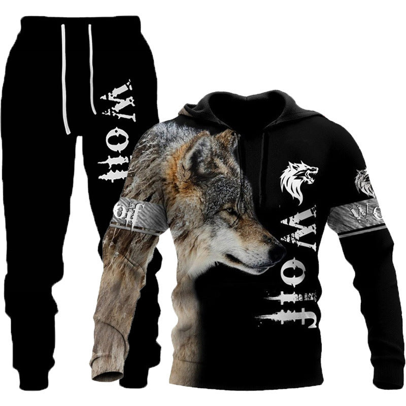 3D Wolf Print Tracksuit Set