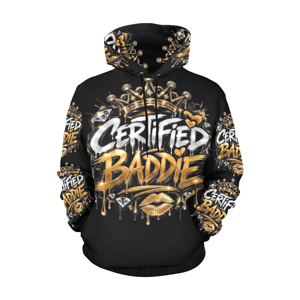 CERTIFIED BADDIE V7 Women's All Over Print Hoodie – Custom Streetwear