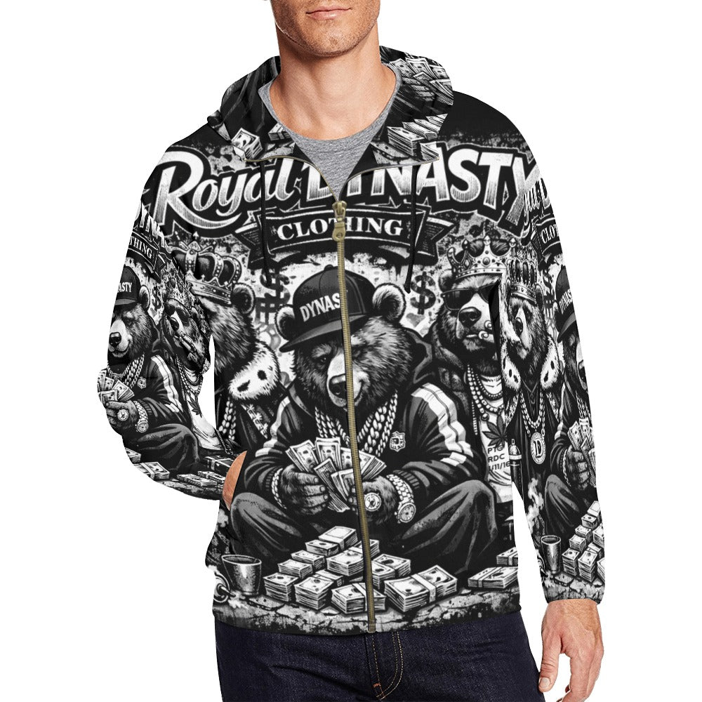 RDC LIT BEAR Men's All Over Print Full Zip Hoodie (Model H14)