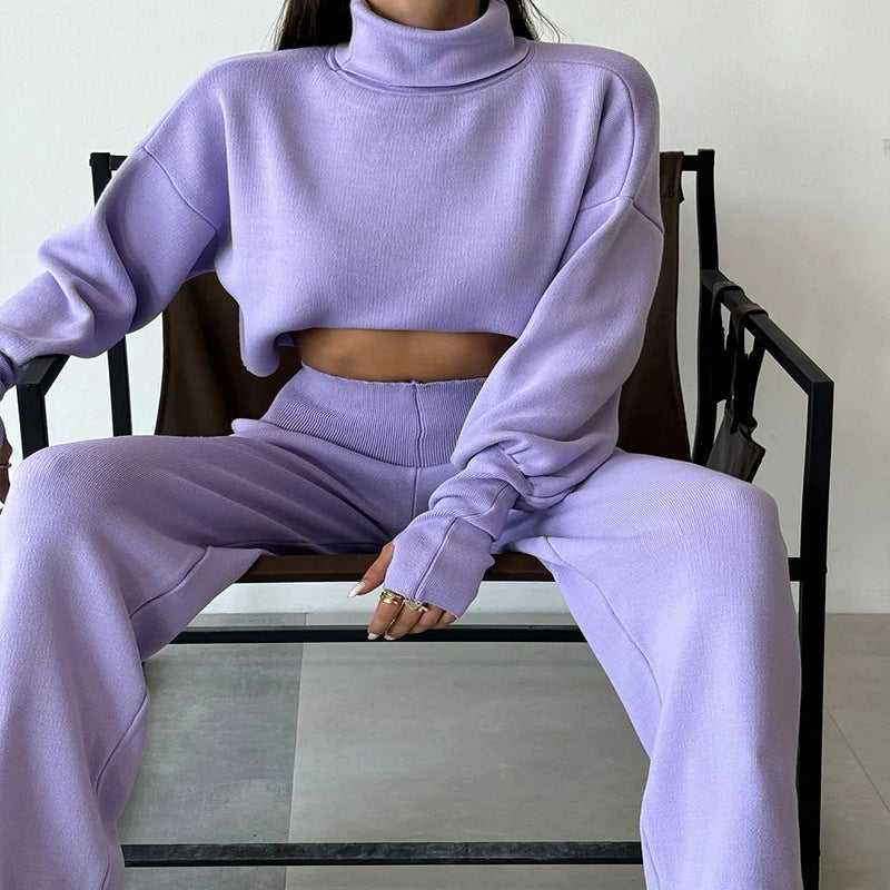 Autumn And Winter Turtleneck Casual Fashion Set