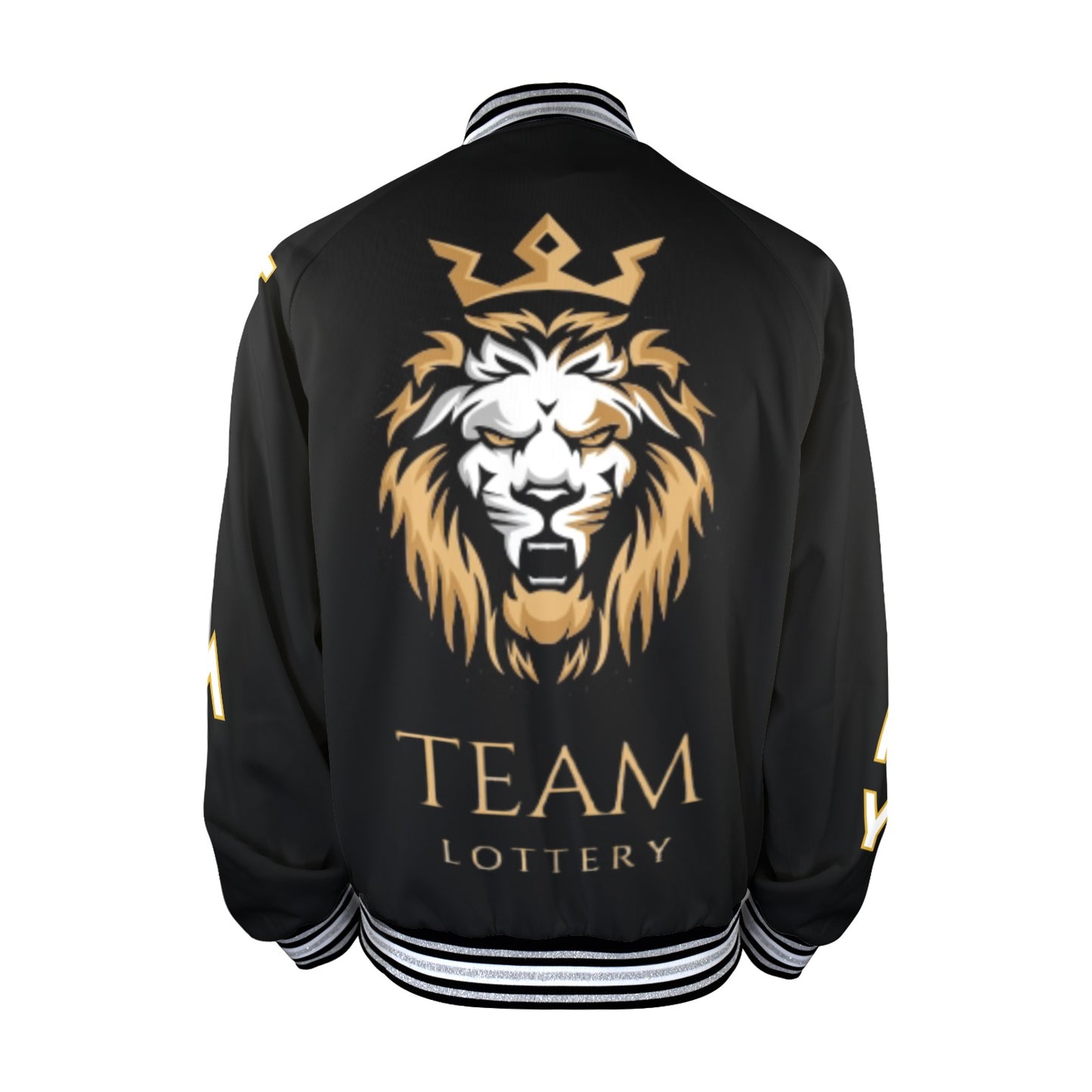 New TEAM LOTTERY LION KING Men's Striped Trim Bomber Jacket