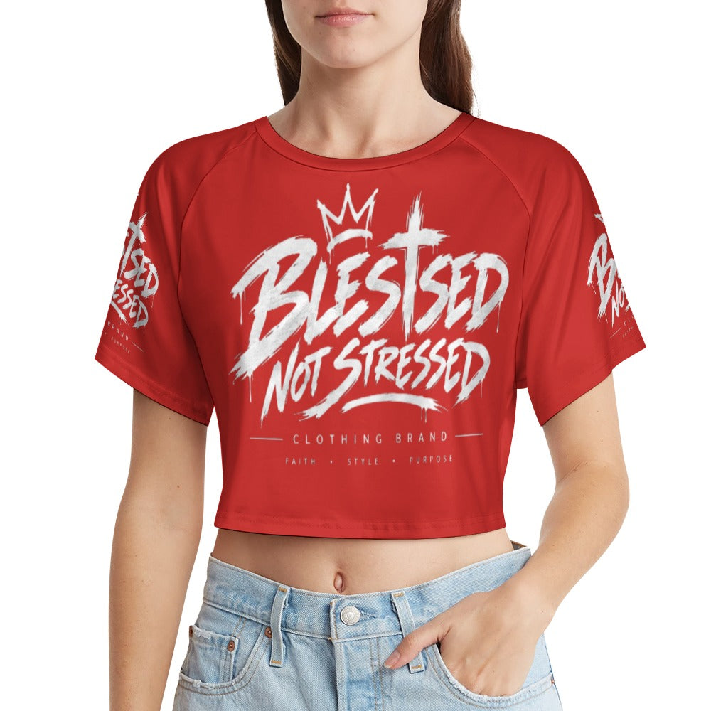 Blessed Not Stressed Women's Short Sleeve Crop Top