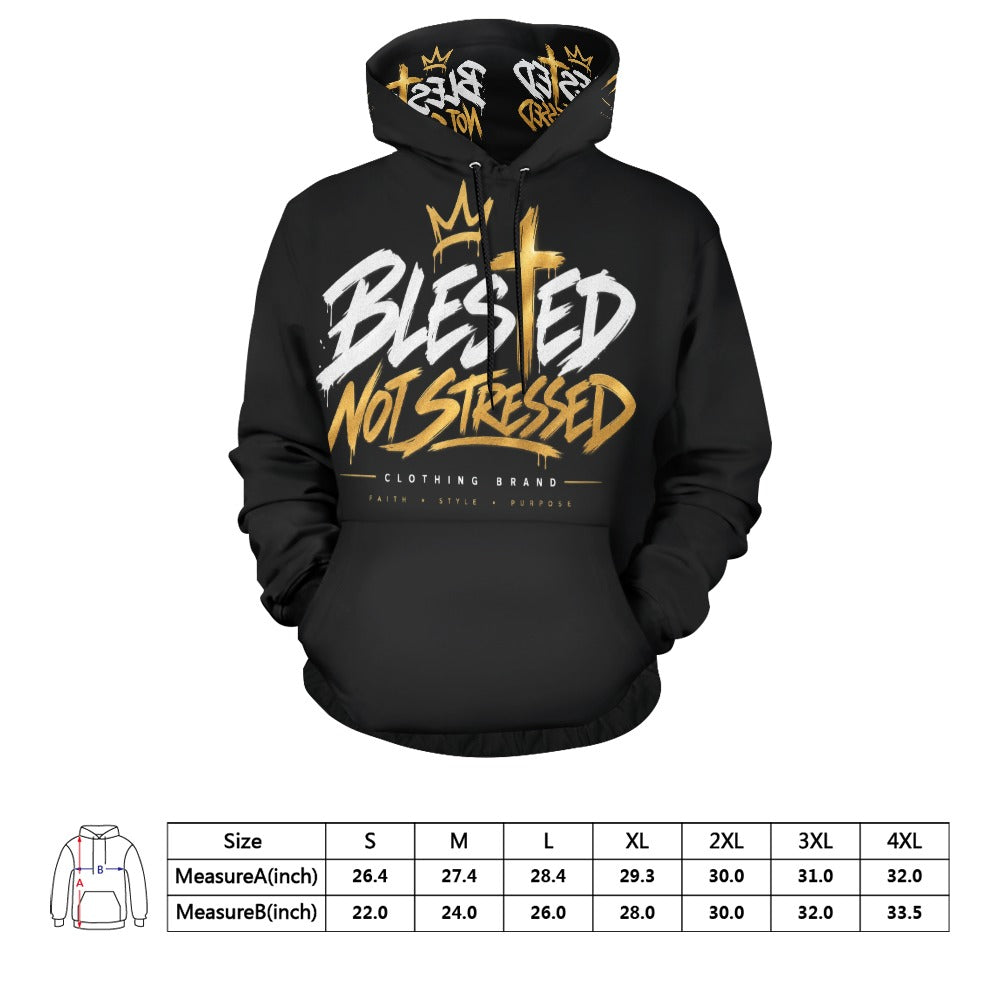 Blessed Not Stressed Men's Graphic Drawstring Hoodie