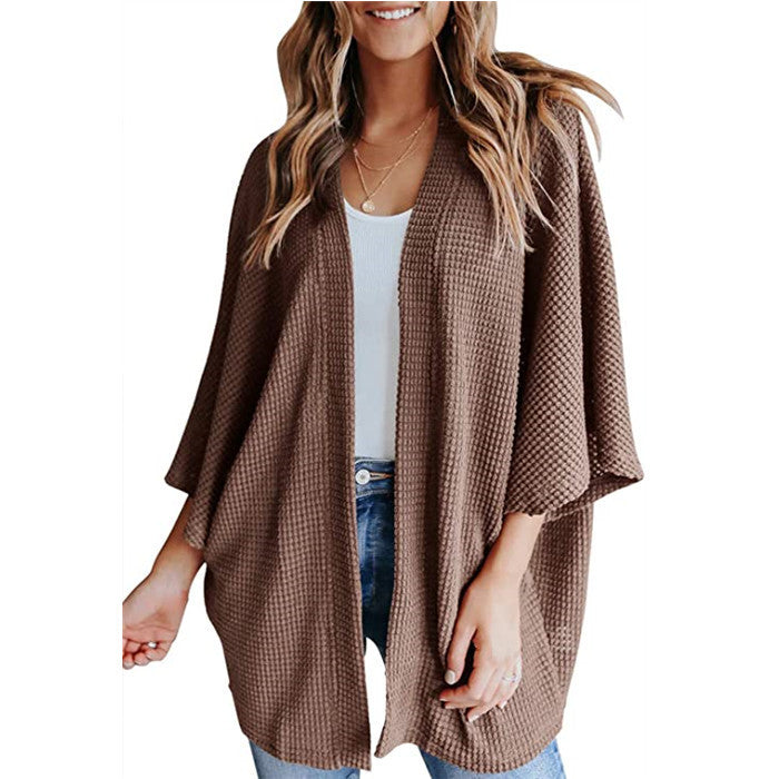 Big Sleeve Waffle Women's Cardigan