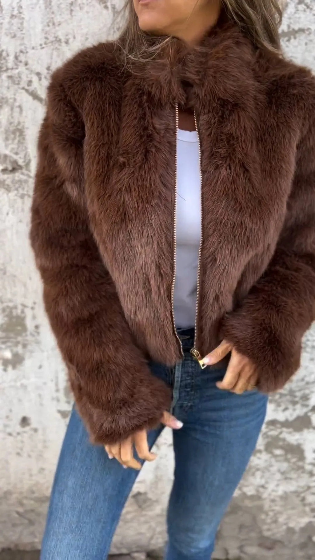 Fashion Stand Collar Plush Jacket