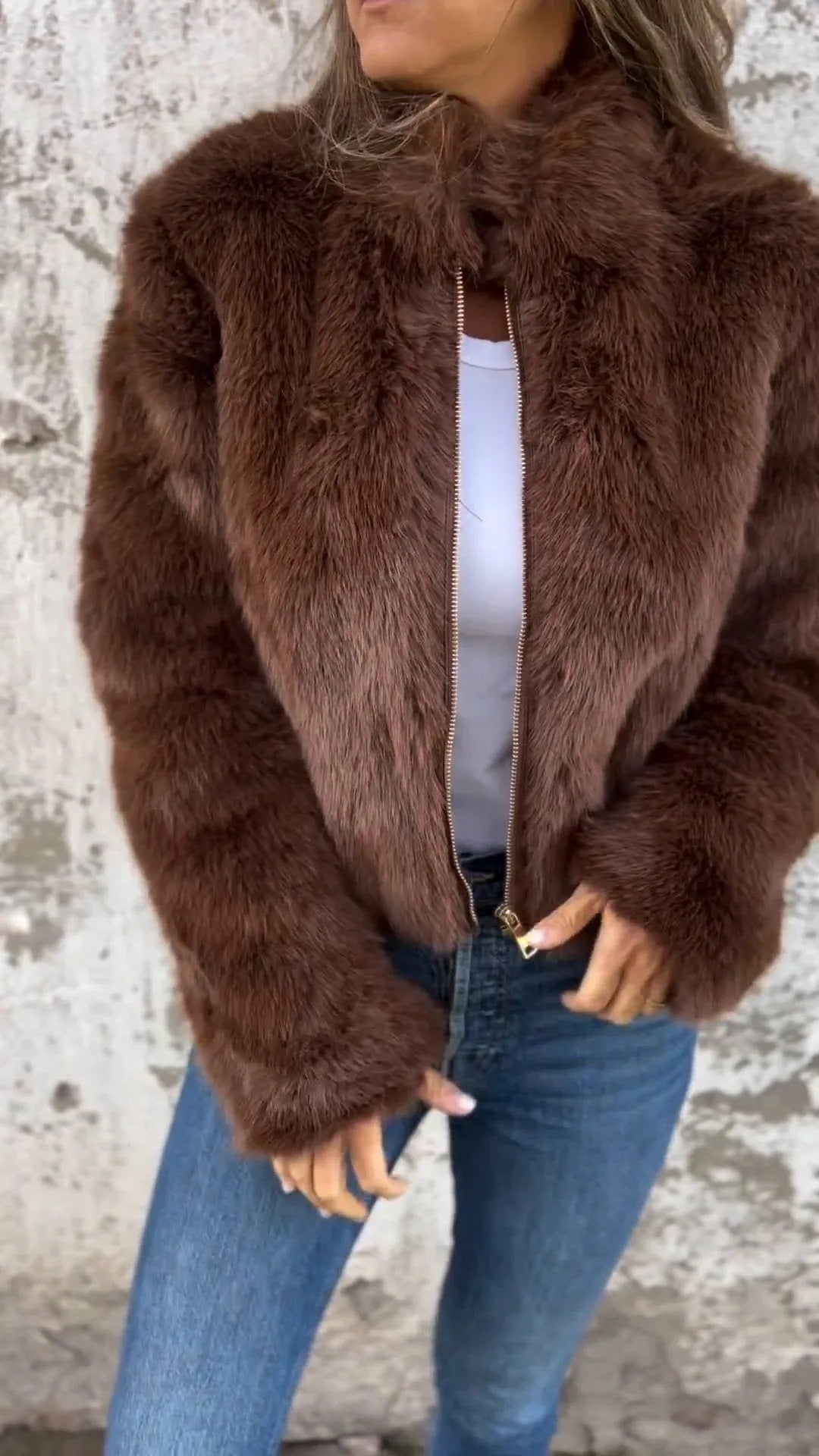 Fashion Stand Collar Plush Jacket