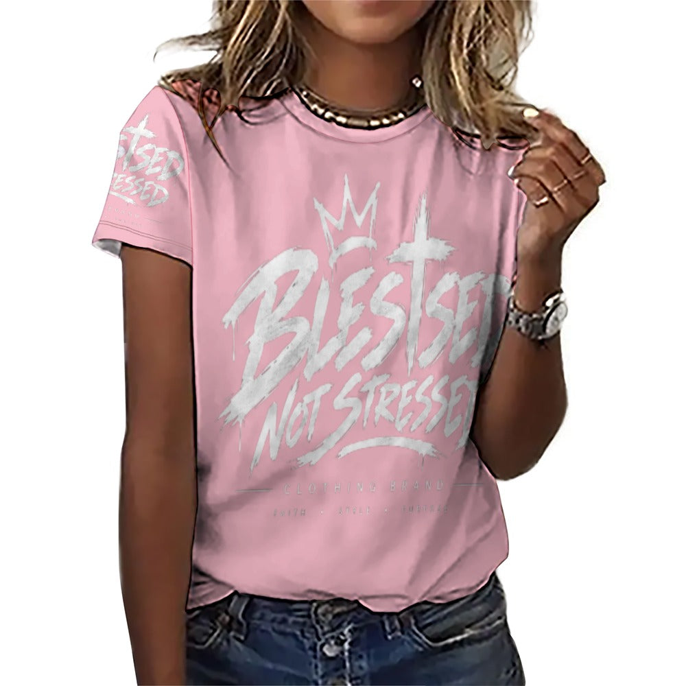 Blessed Not Stressed Women's All-Over Print T-Shirt