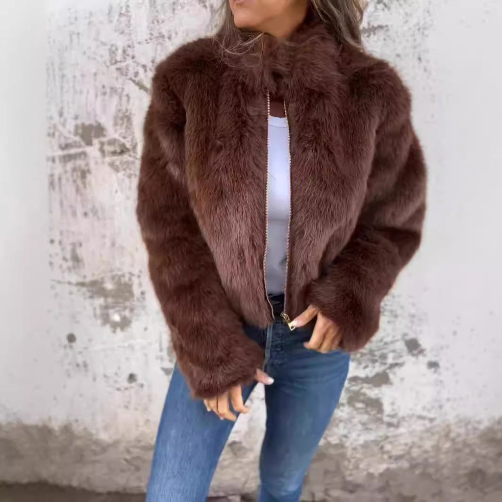 Fashion Stand Collar Plush Jacket