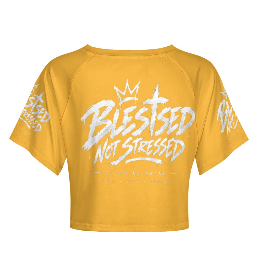 Blessed Not Stressed Women's Short Sleeve Crop Top