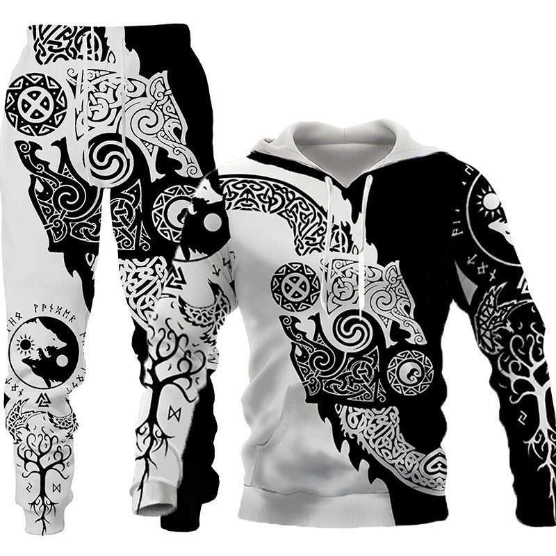 3D Wolf Print Tracksuit Set
