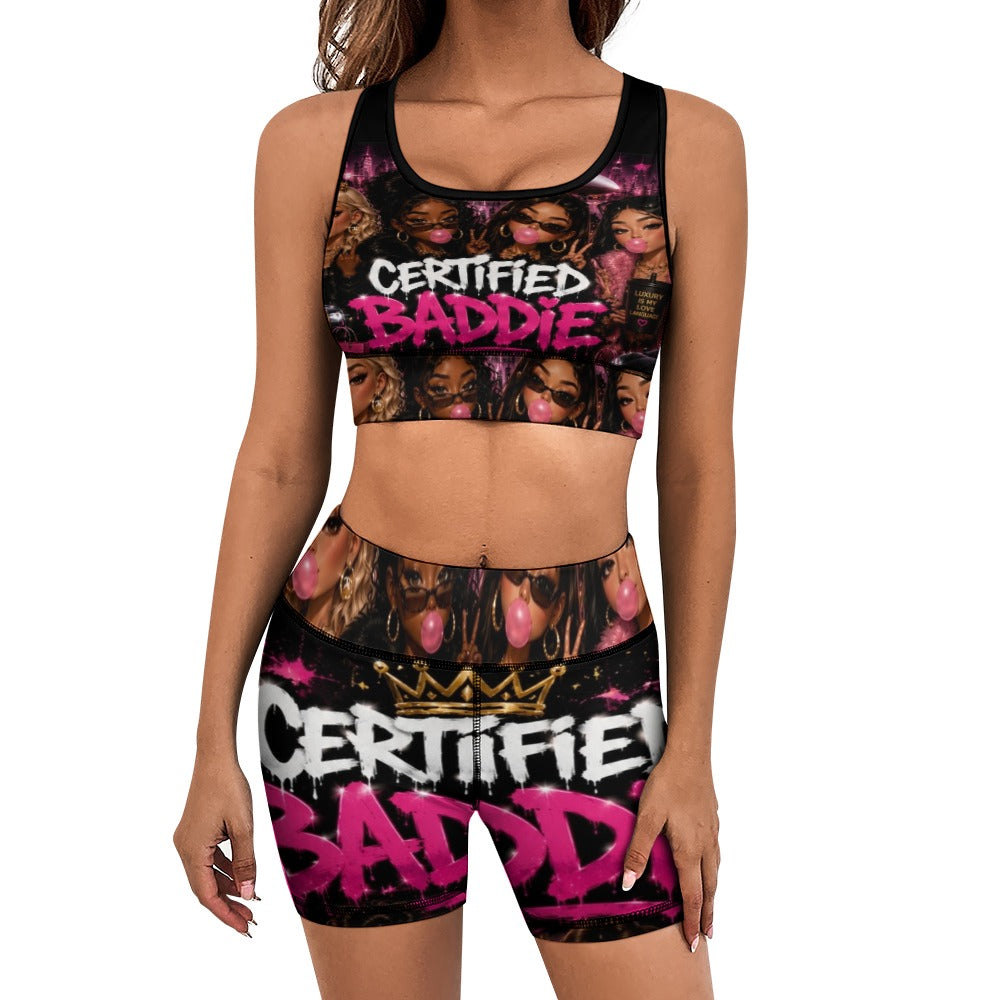 CERTIFIED BADDIE Women's Yoga Set With Shorts – Matching Activewear Set