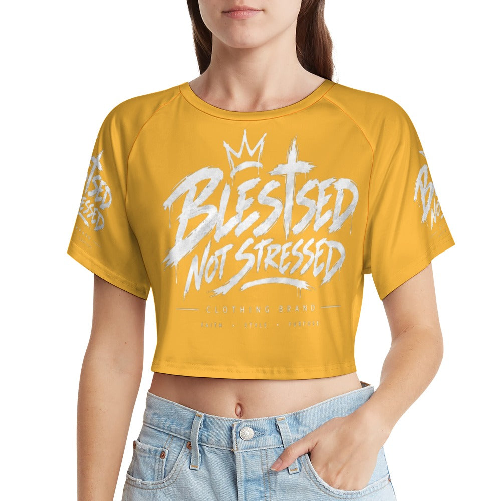 Blessed Not Stressed Women's Short Sleeve Crop Top