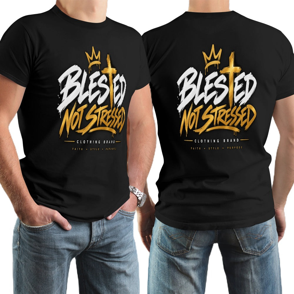 Blessed Not Stressed Double-Sided Cotton Graphic Tee
