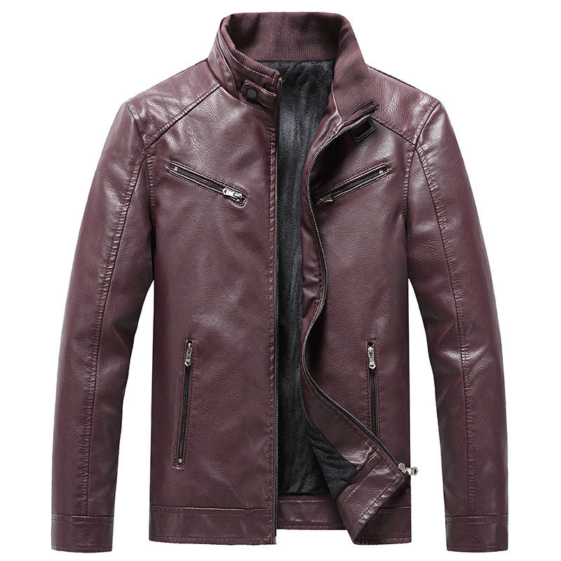 Men's Fleece Padded Leather Jacket