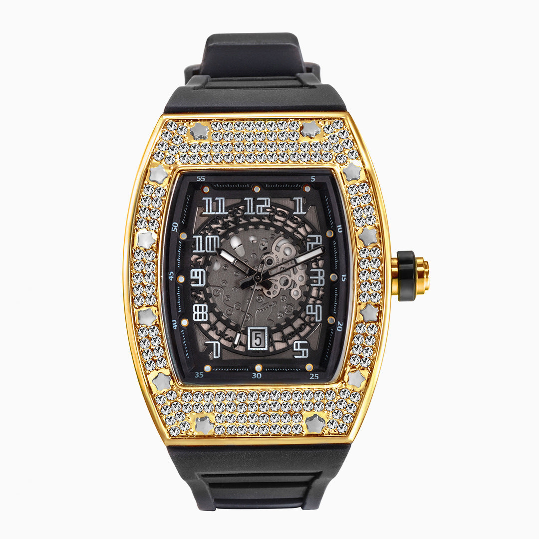 Full Diamond Luxury Silicone Band Watch for Men