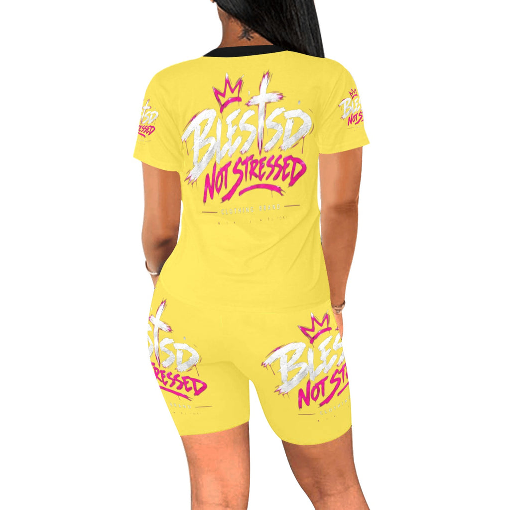 Blessed Not Stressed Women's Printed T-Shirt & Shorts Set
