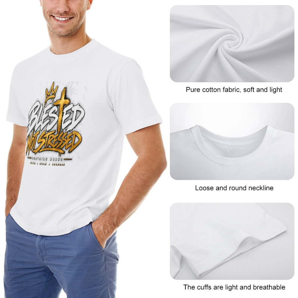 Blessed Not Stressed 100% Cotton Graphic T-Shirt
