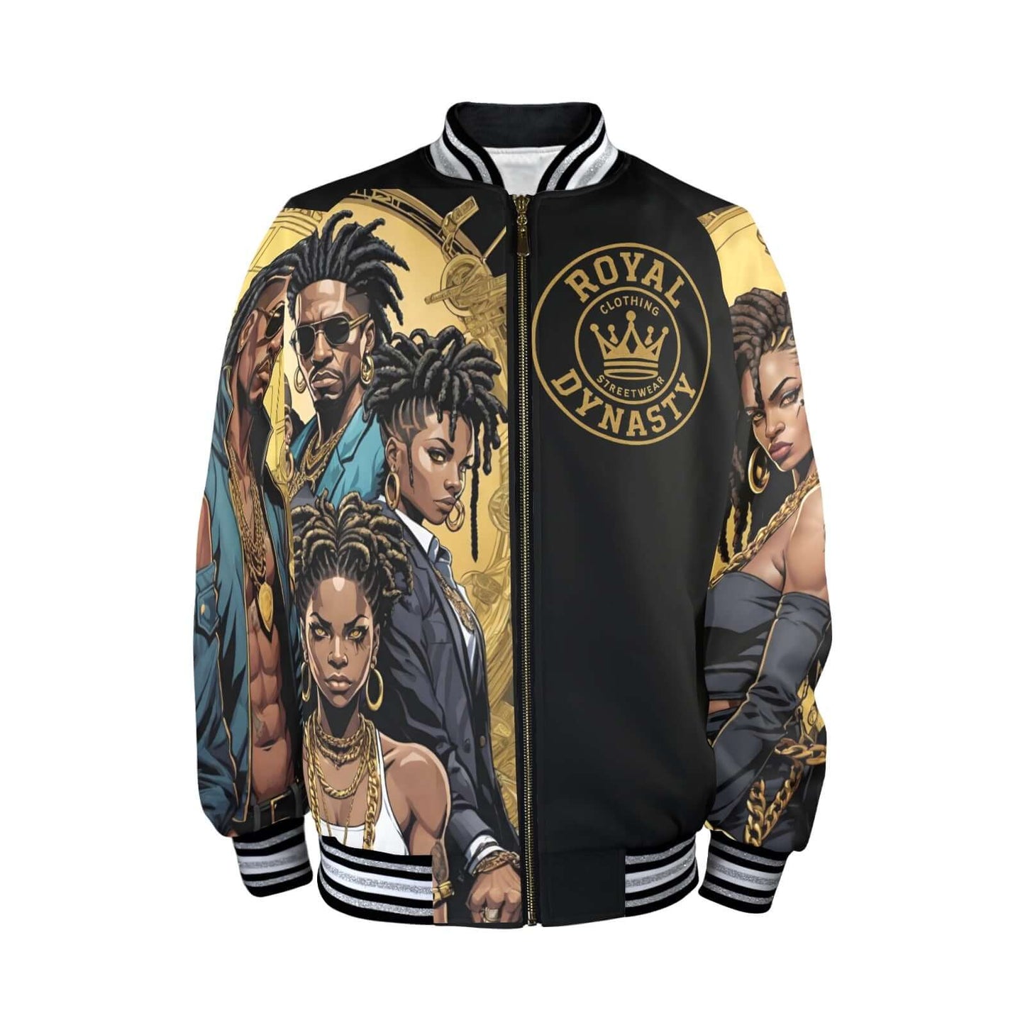 ROYAL DYNASTY 1 New Men's Striped Trim Bomber Jacket