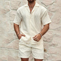 Men's Two Pieces Lapel Button Shirt & Shorts set
