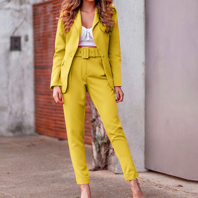 Autumn And Winter Women's Long-sleeved Trousers Two-piece Suit
