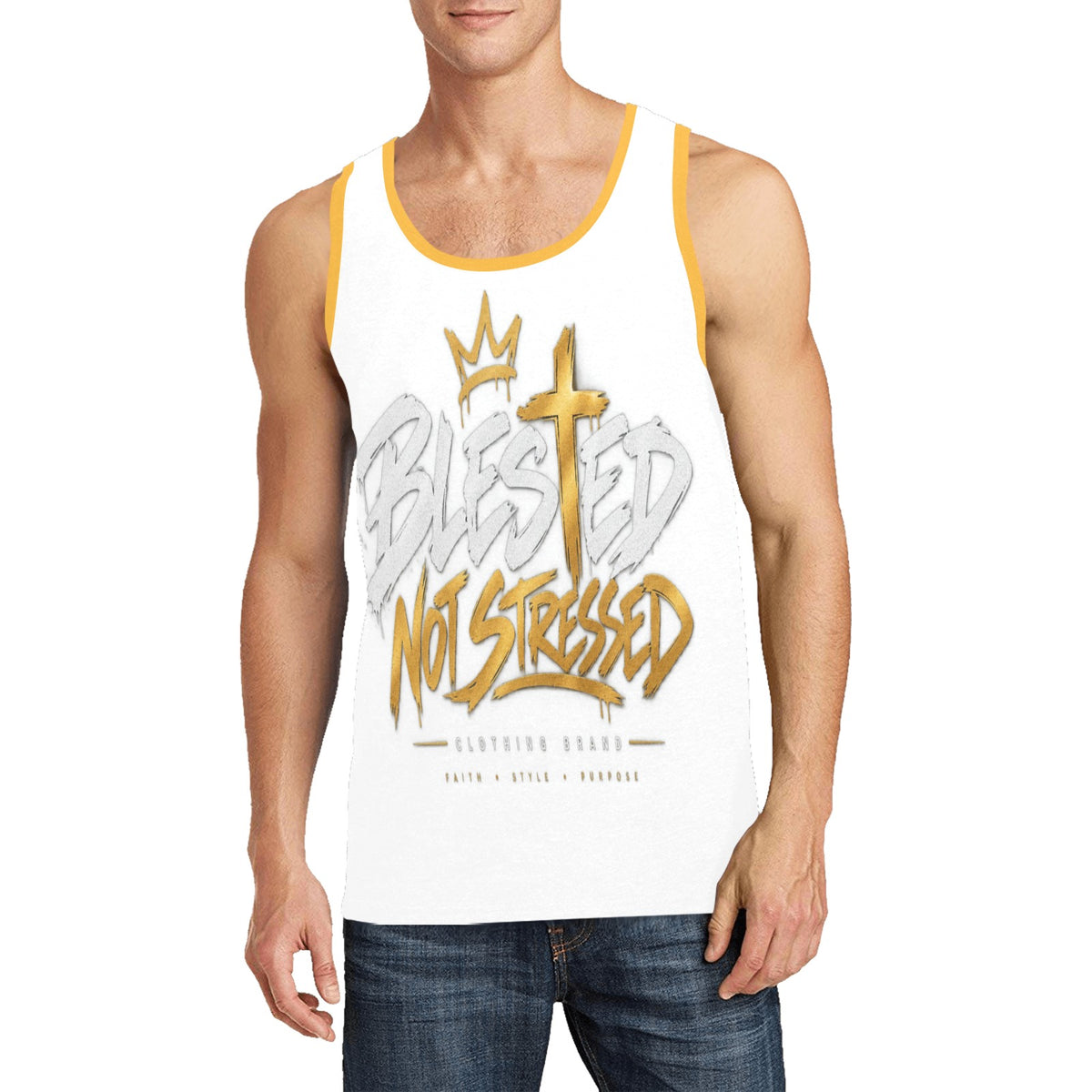 Blessed Not Stressed Men's All-Over Print Tank Top