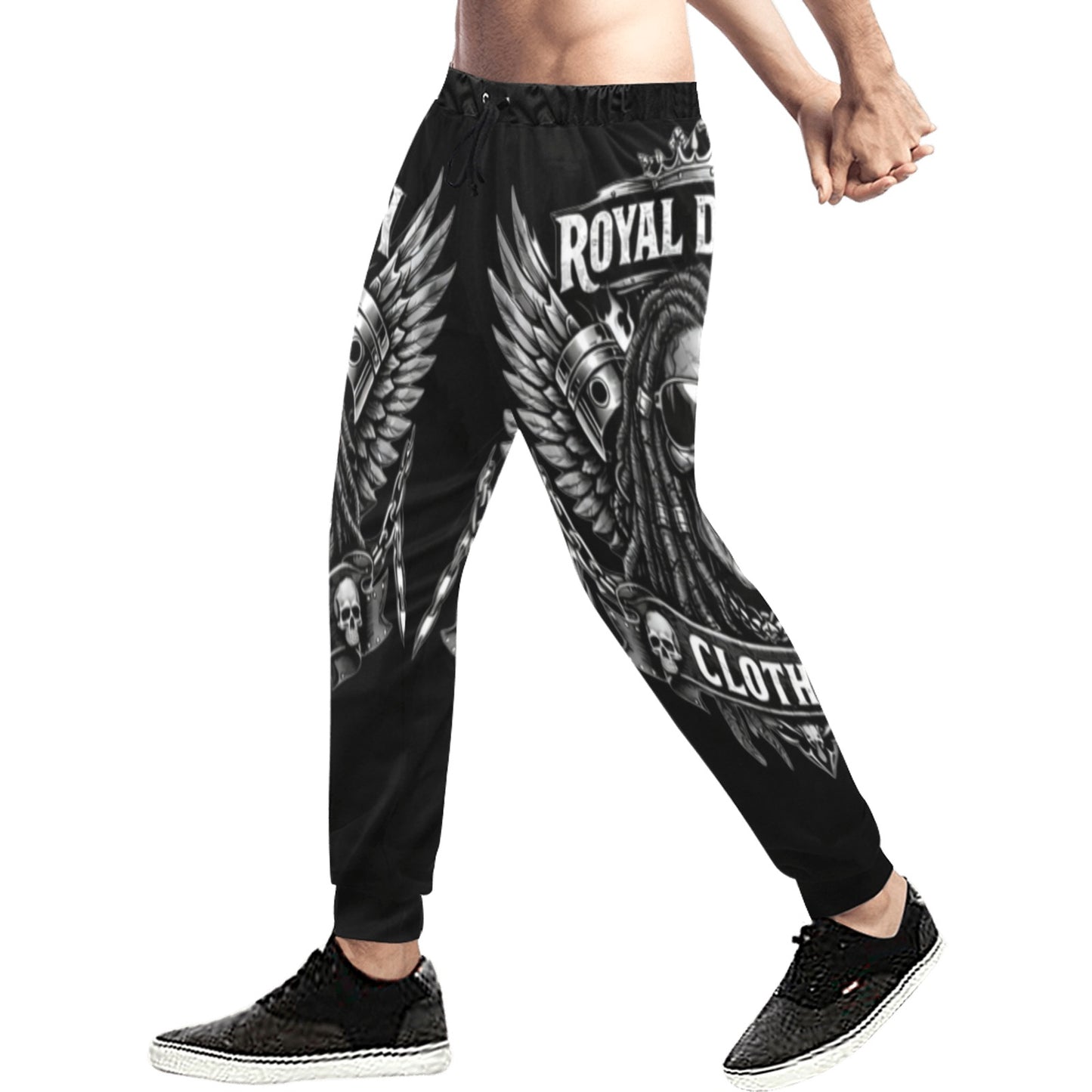 ROYAL DYNASTY BLACK AND WHITE SKULL Casual Baggy Slacks (Model L11)