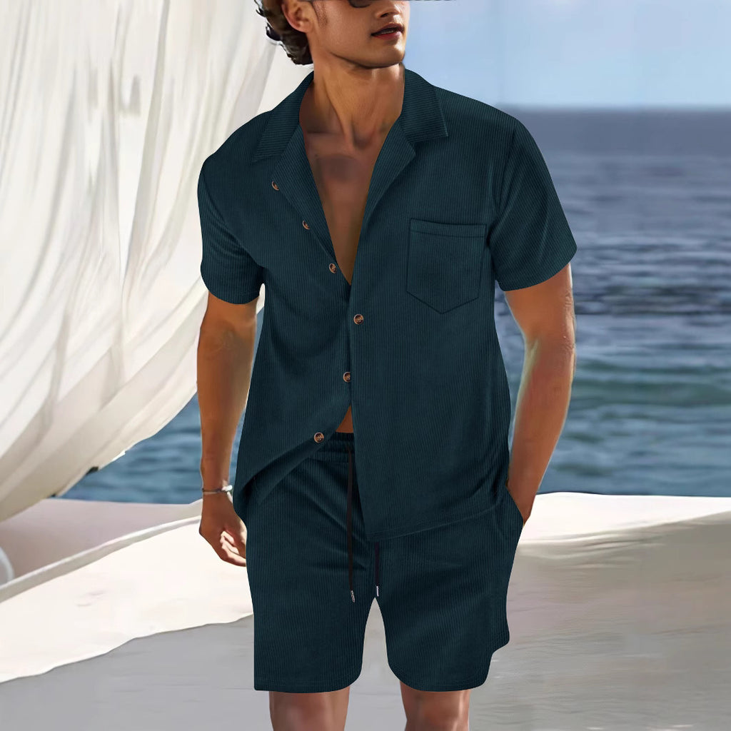 Men's  Polyester Short Sleeve Cuban Summer Suit