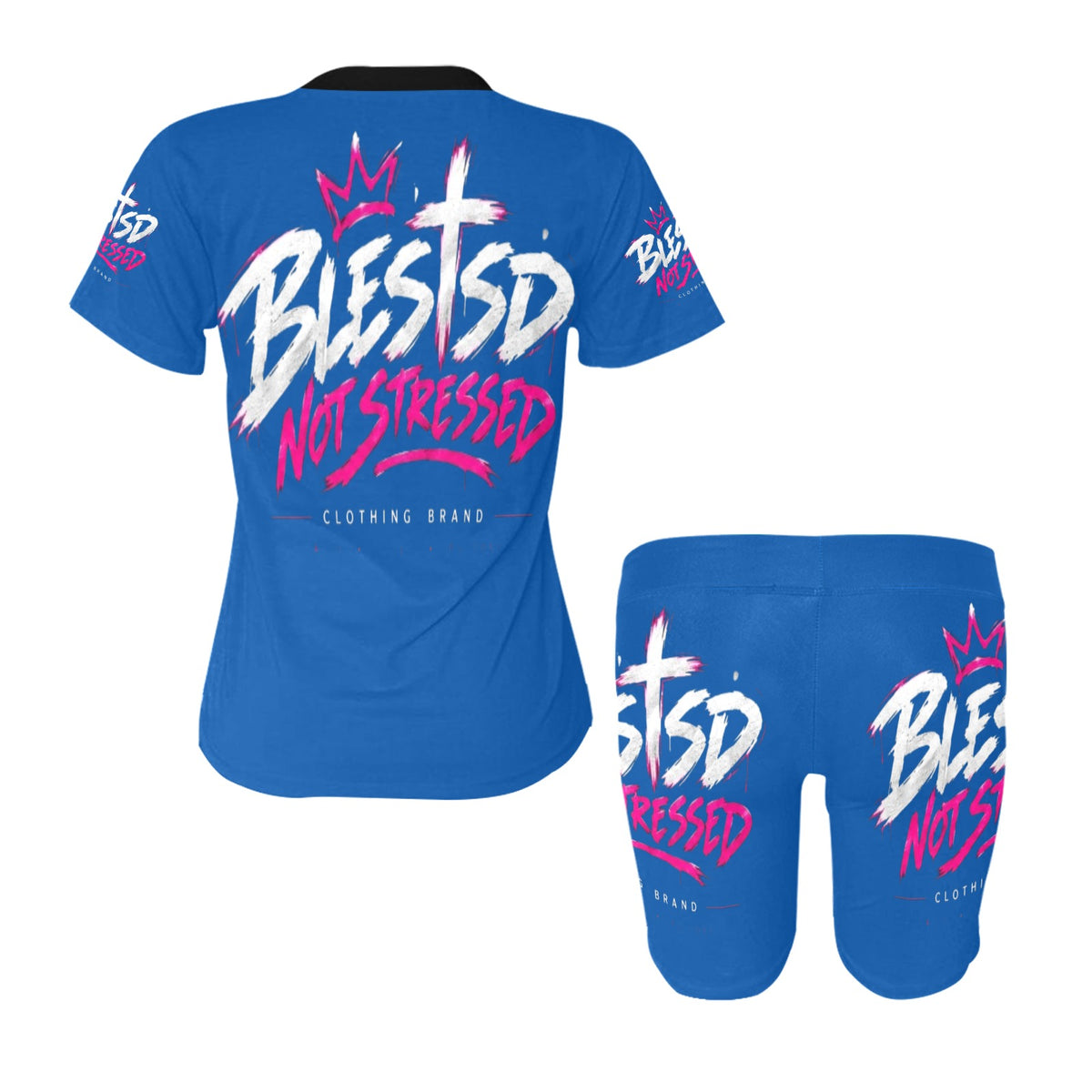 Blessed Not Stressed Women's Printed T-Shirt & Shorts Set