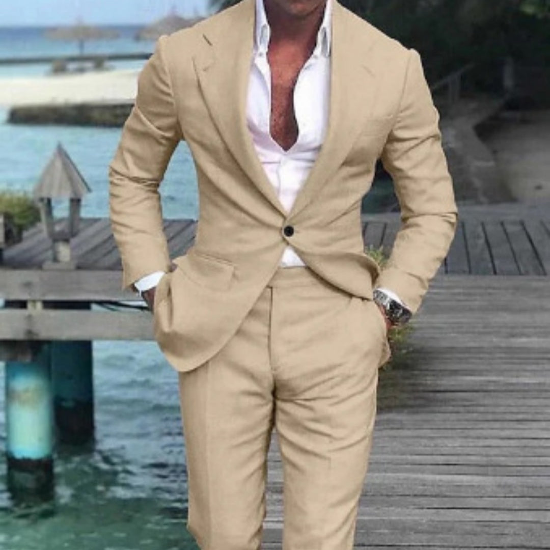 Men's Solid Color Casual Pants Suit