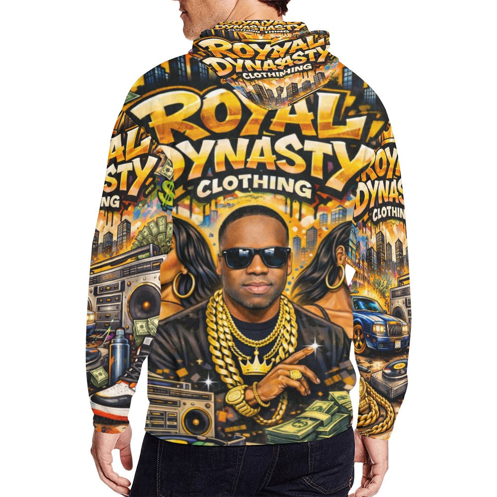 ROYAL DYNASY BIG MONEY Men's All Over Print Full Zip Hoodie (Model H14)